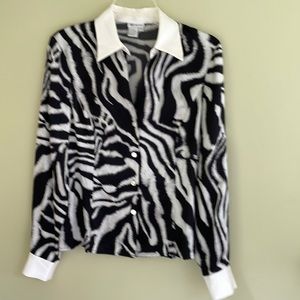 Worth Silk Blouse Shirt Animal Print Size 8